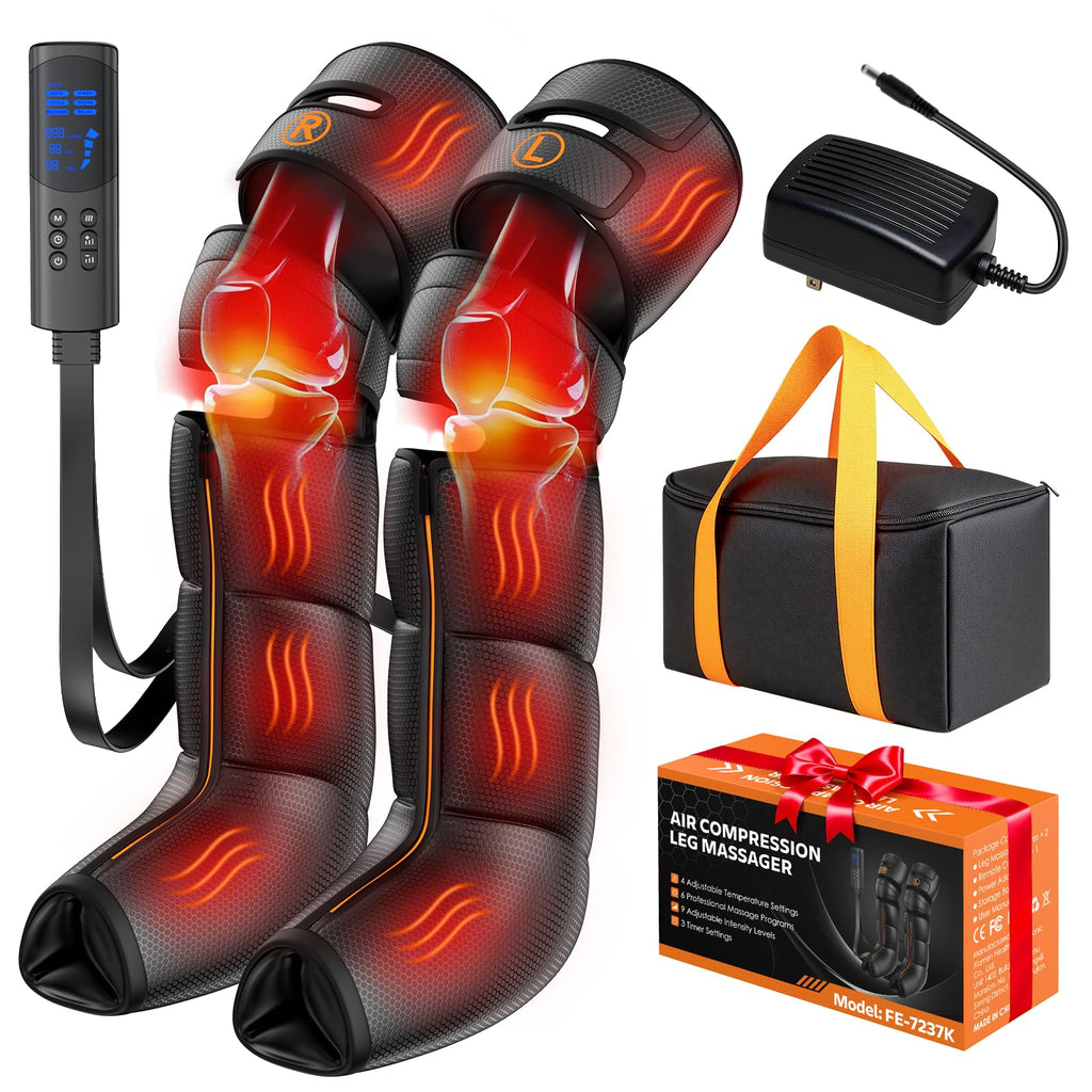 Air Compression Leg Massager with Heat, 6 Modes, 9 Intensities Q709
