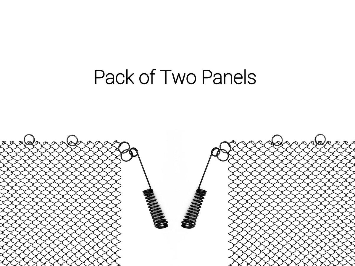 Black Fireplace Mesh Screen Curtain, Two Panels U8079
