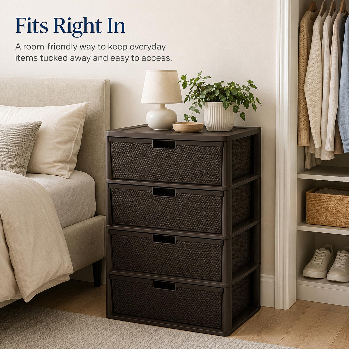 4 Drawer Tower with Removable Bins U29743