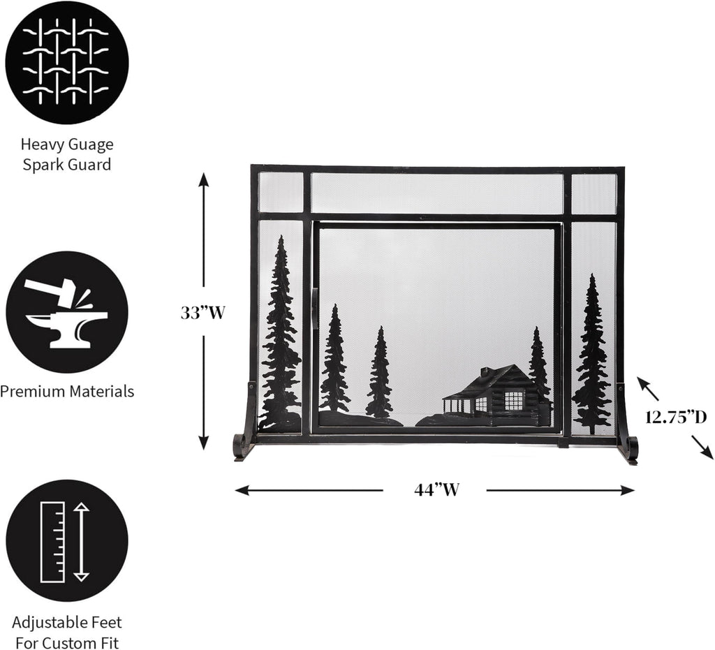 Black Metal Fireplace Screen O49909
