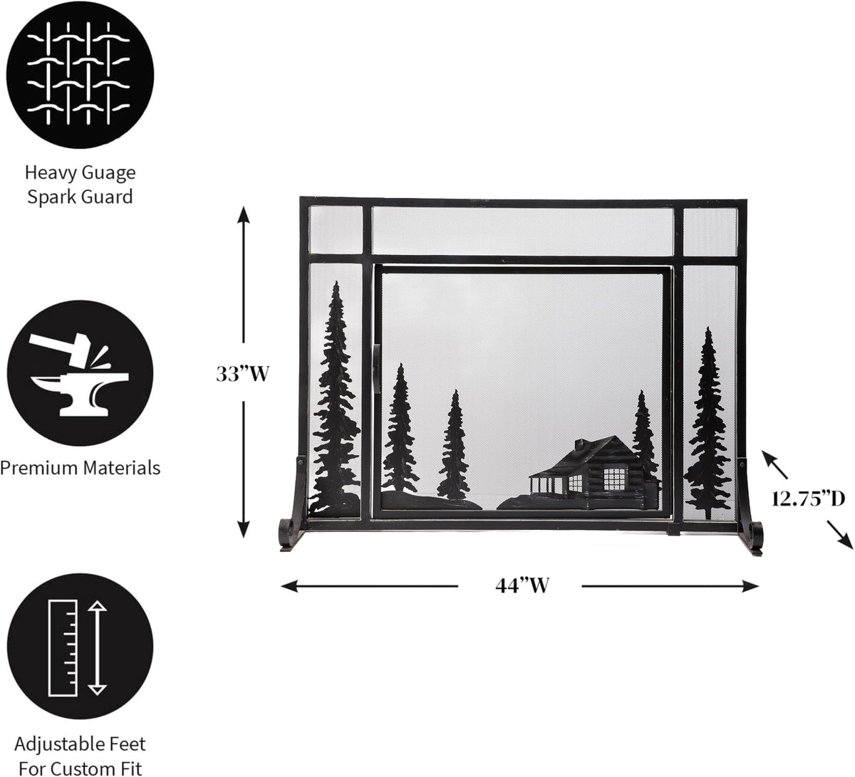 Black Metal Fireplace Screen O49909