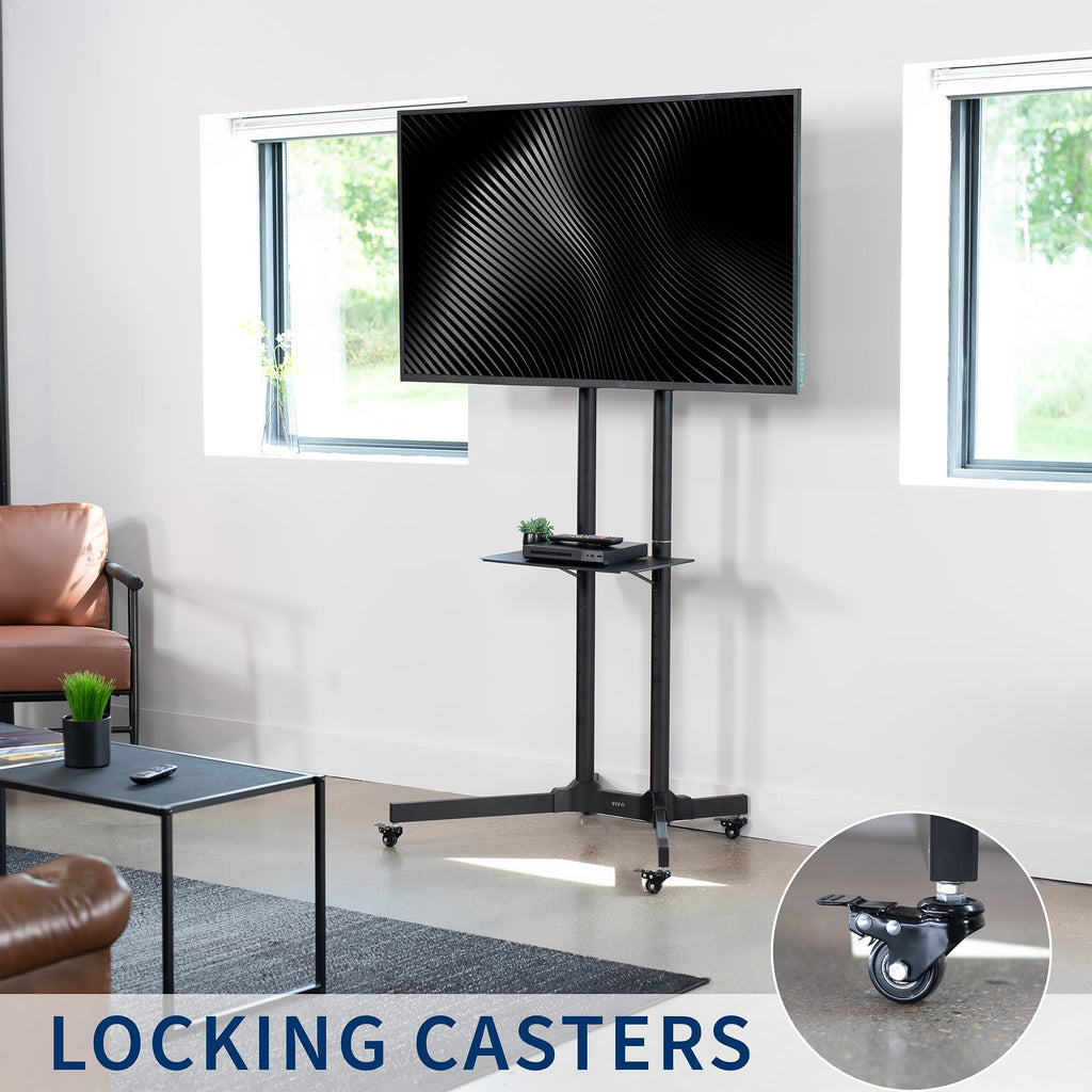 Black Mobile TV Cart for 32 to 83 inch Screens V910