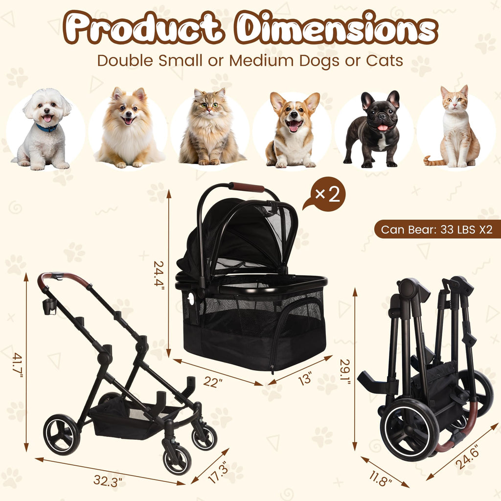 Foldable Double Pet Stroller X77160
