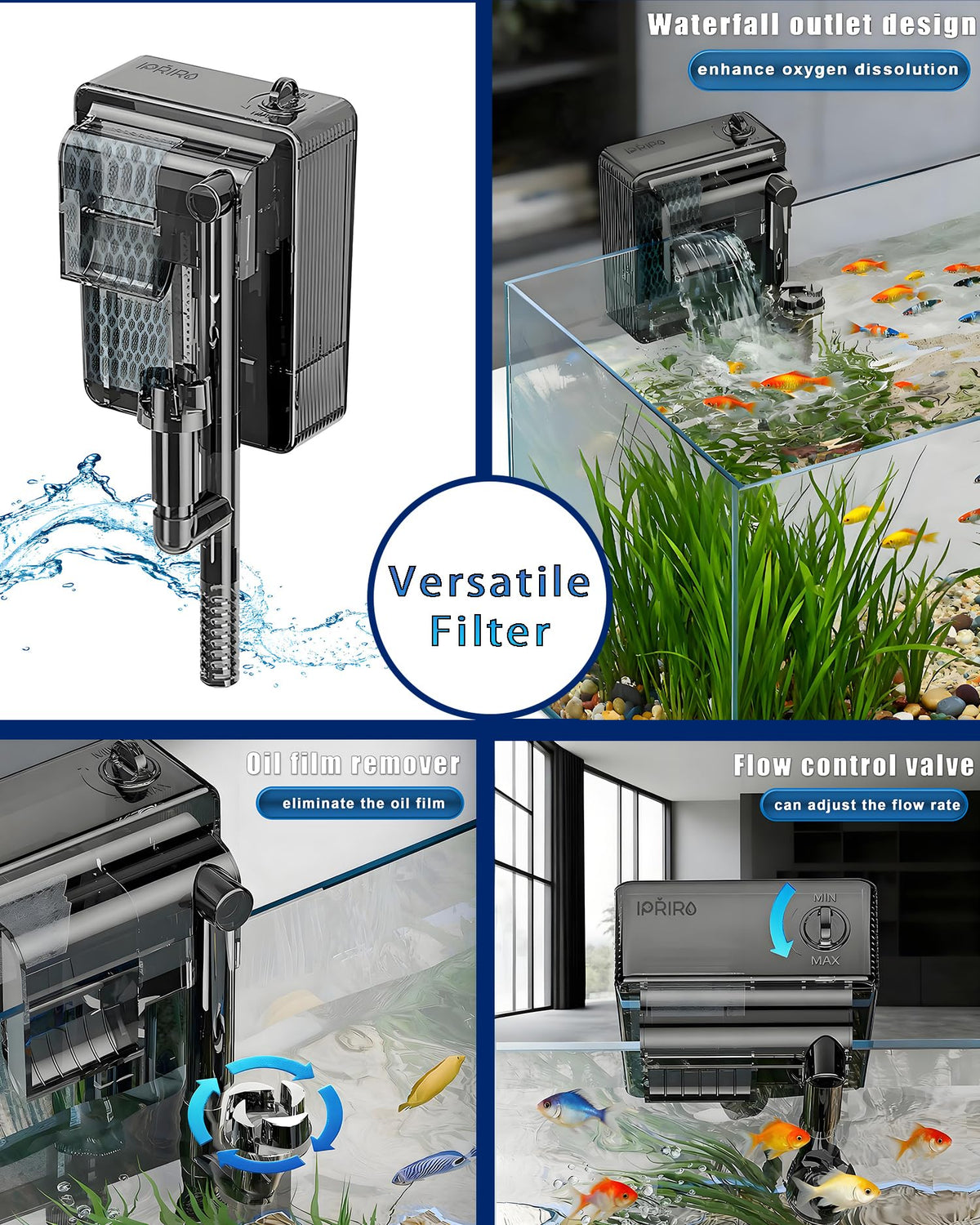 3 Gallon Ultra-Clear Glass Fish Tank with Filter and Led Light X538