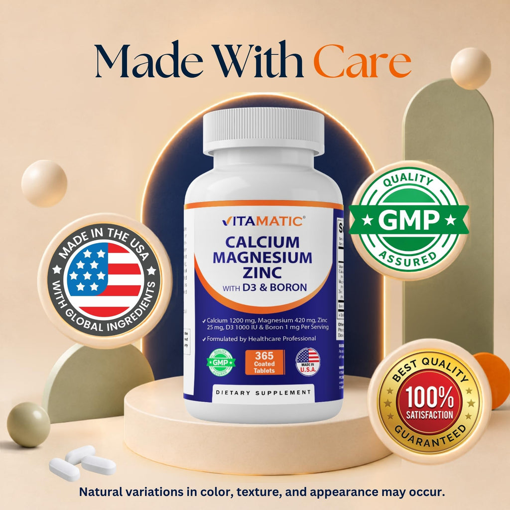 Calcium Magnesium Zinc D3 Boron 365 Coated Tablets Supplement V8307