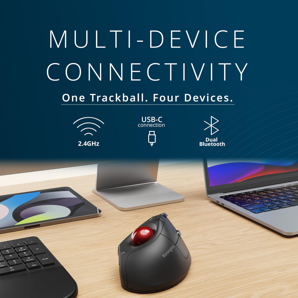 Wireless Vertical Trackball Mouse, Rechargeable - Black U205