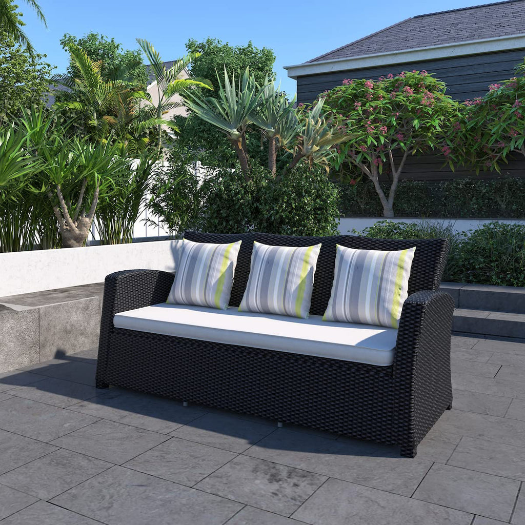 Light Grey Cushions Wicker 1-Piece Patio Sofa P322957