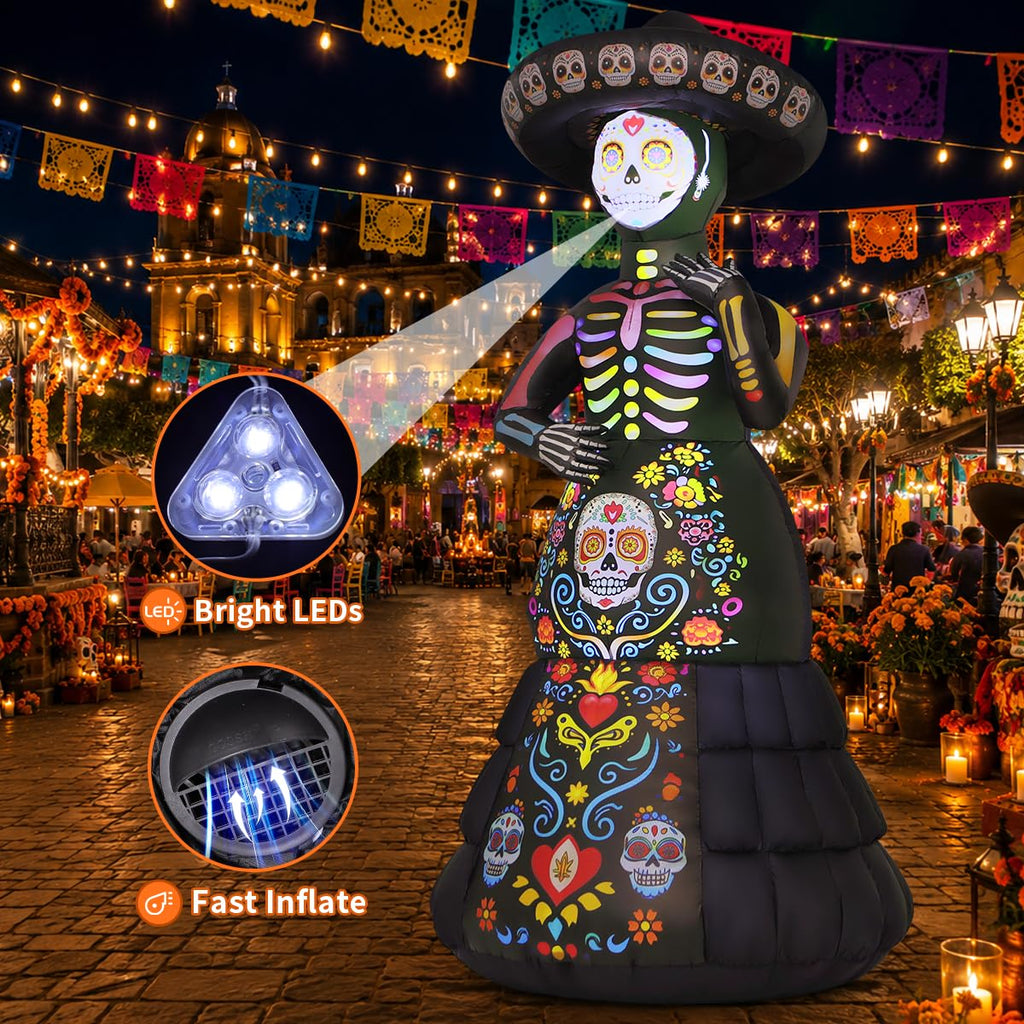 7.2FT Halloween Inflatable Ghost Bride with LED Lights F409893