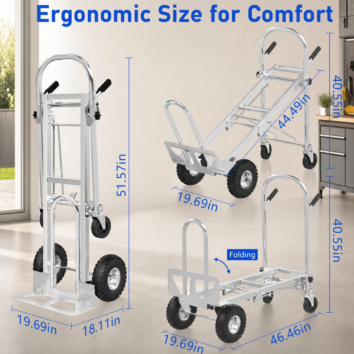 4 in 1 Stainless Steel Folding Hand Truck Dolly E391
