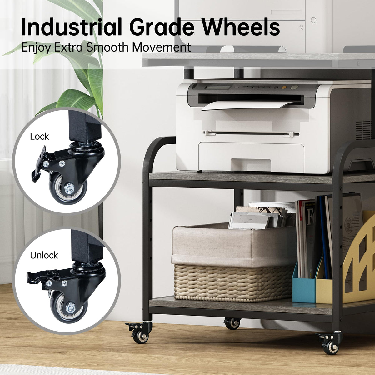 Gray Printer Stand with Storage J8552