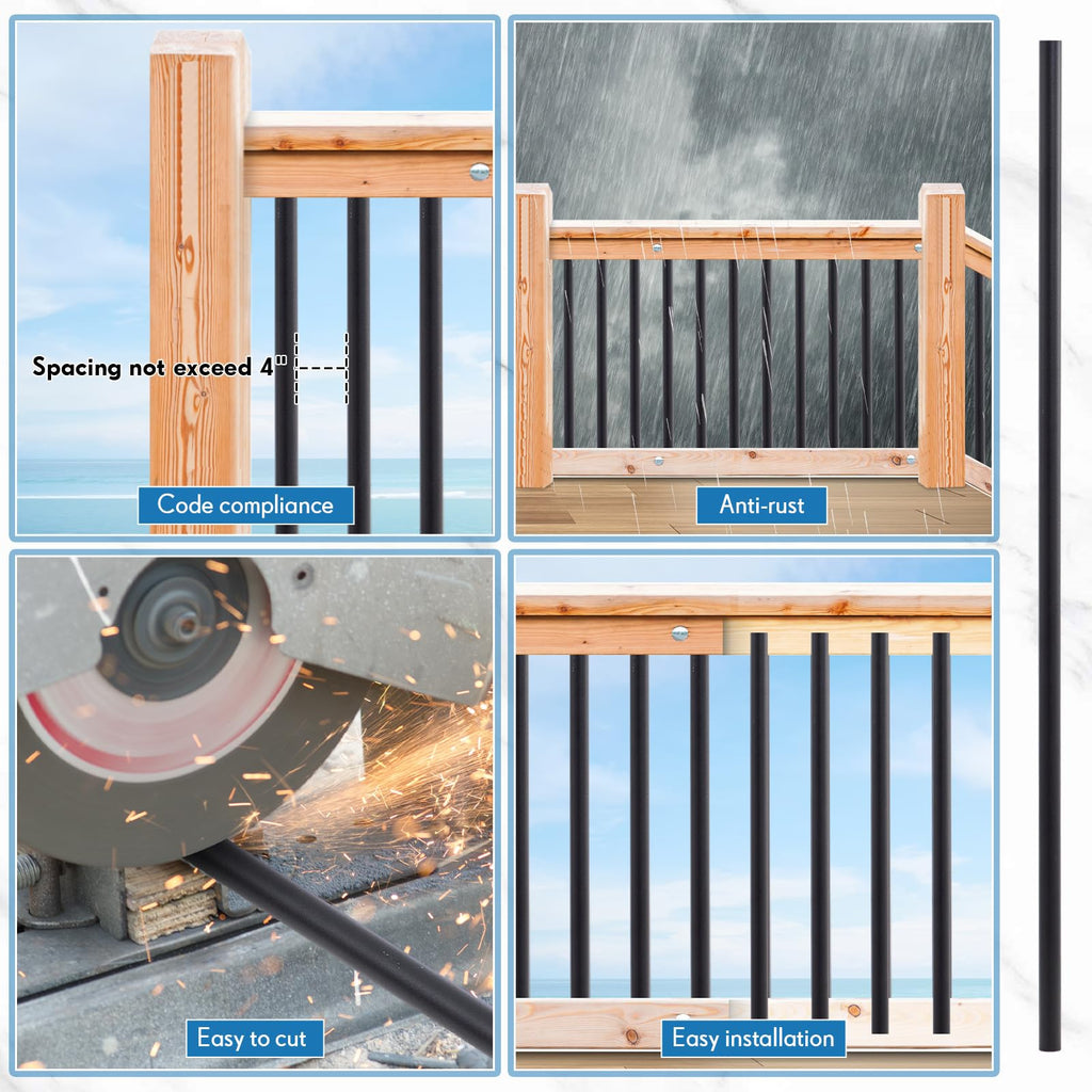 Aluminum Black Metal Deck Balusters 36"x 3/4" 120 Pcs Z27274