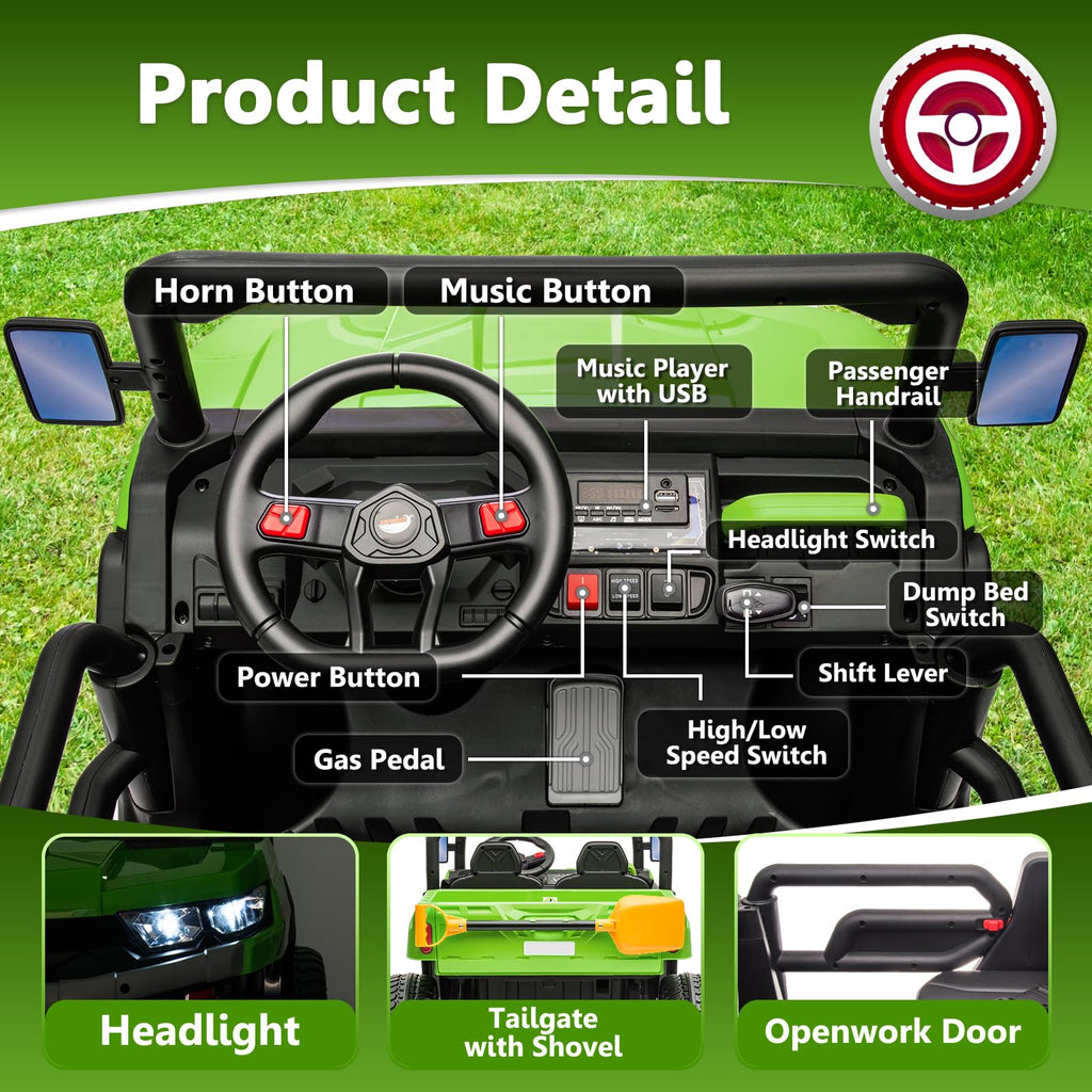 24V 2 Seater Electric Car with Dump Bed C889482