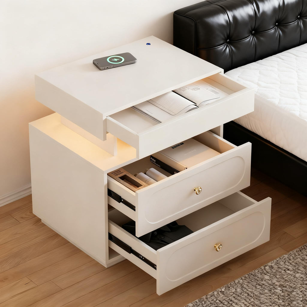 3-Drawer LED Nightstand with Light C8859