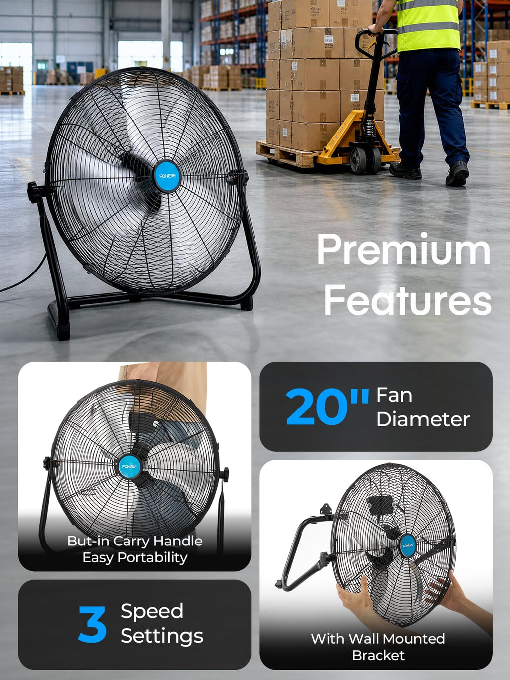 2-Pack 20-Inch High Velocity Floor & Wall Mount Fans X70171