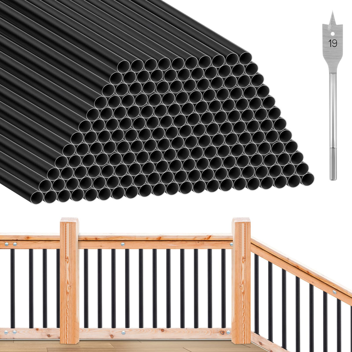 Aluminum Black Metal Deck Balusters 36"x 3/4" 120 Pcs Z27274