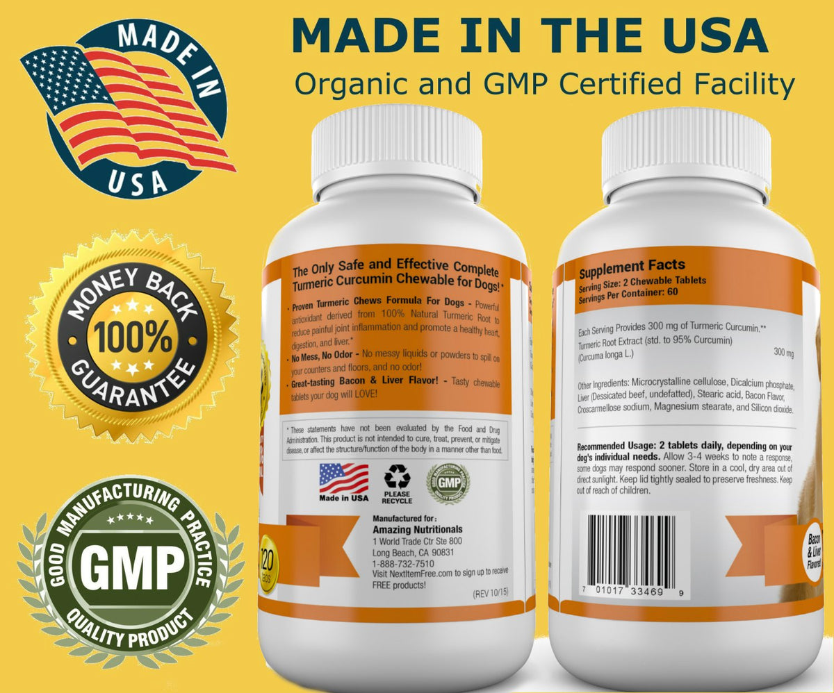 120 Chews Turmeric Curcumin Pet Antioxidant O223