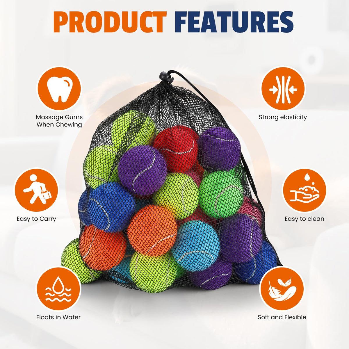 Colorful Tennis Balls for Dogs, 2.5 inches, 16 Pack R71888