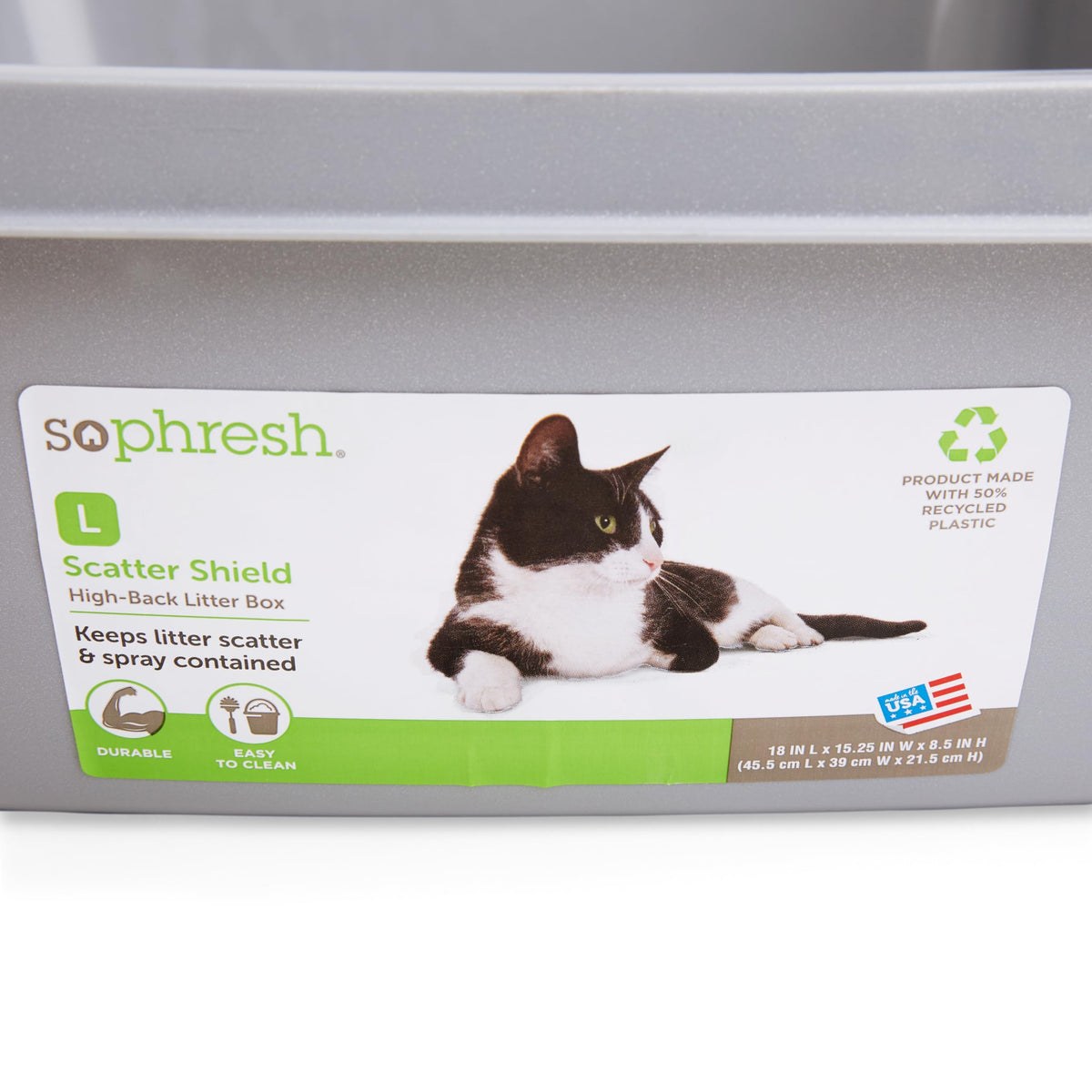 Grey Large High-Back Litter Box M17925