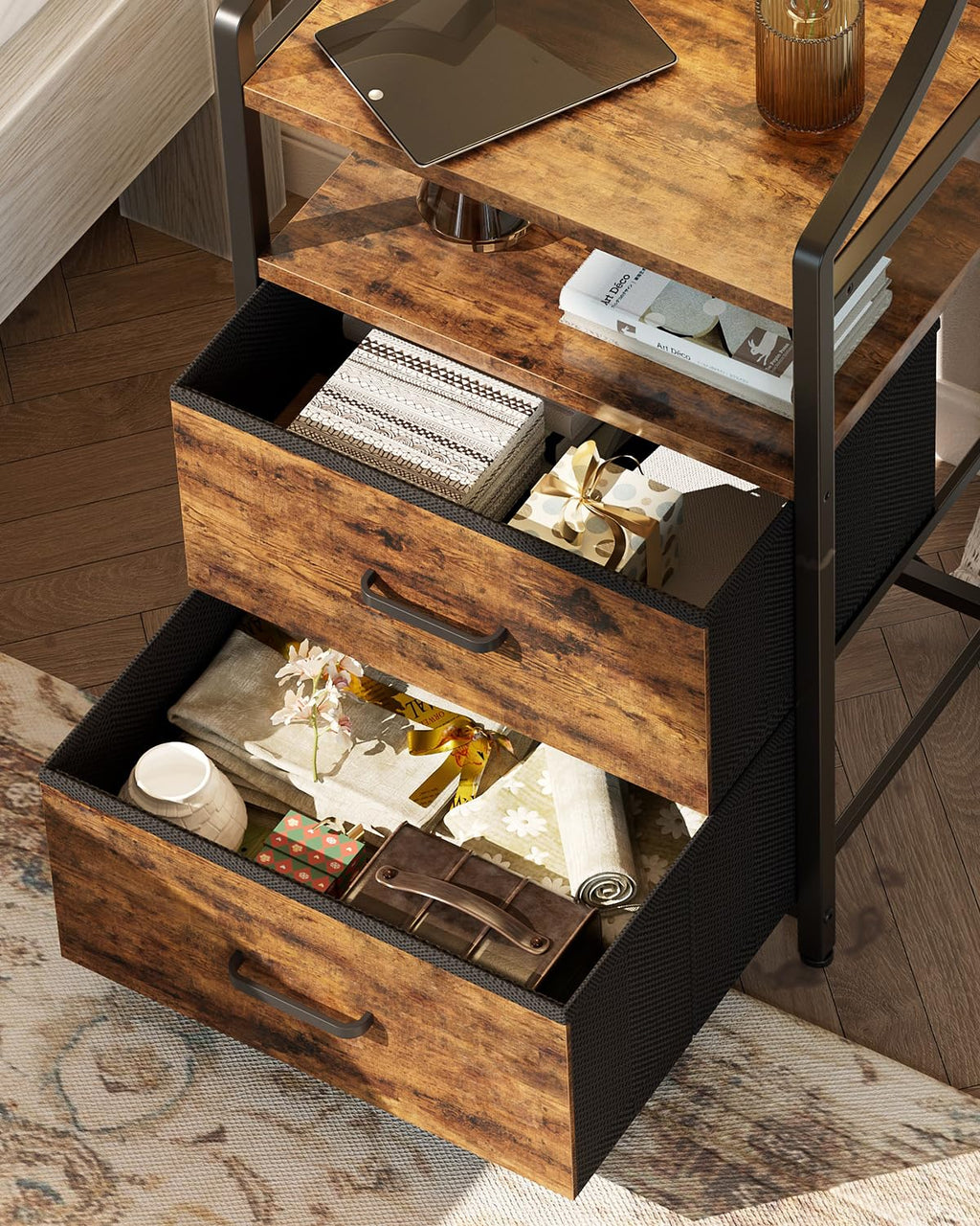 45" Tall Nightstand with Charging Station & Light M927