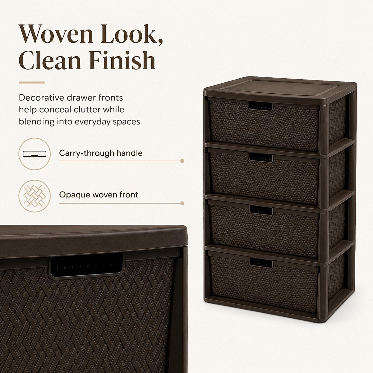 4 Drawer Tower with Removable Bins U29743