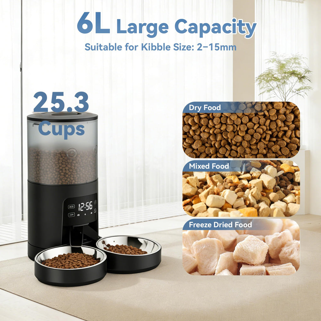 Automatic Cat Feeder 6L Black Y9531