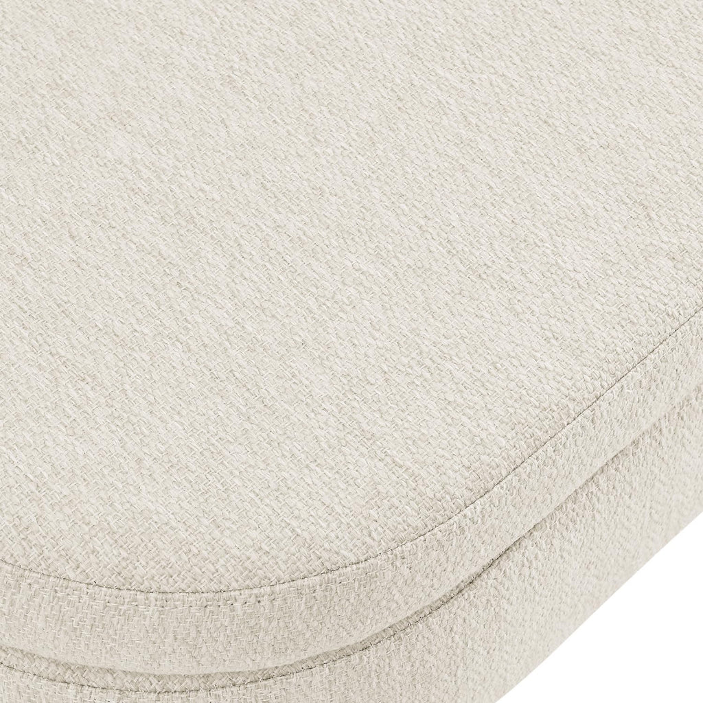 Beige Oval Storage Ottoman Bench with Rubber Wood Legs K166