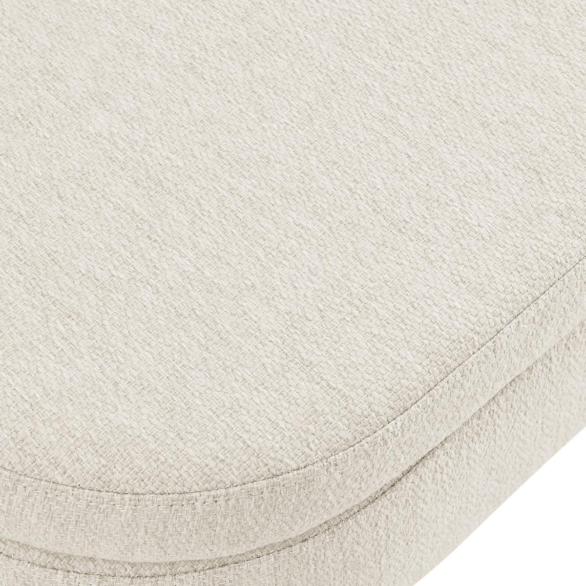 Beige Oval Storage Ottoman Bench with Rubber Wood Legs K166