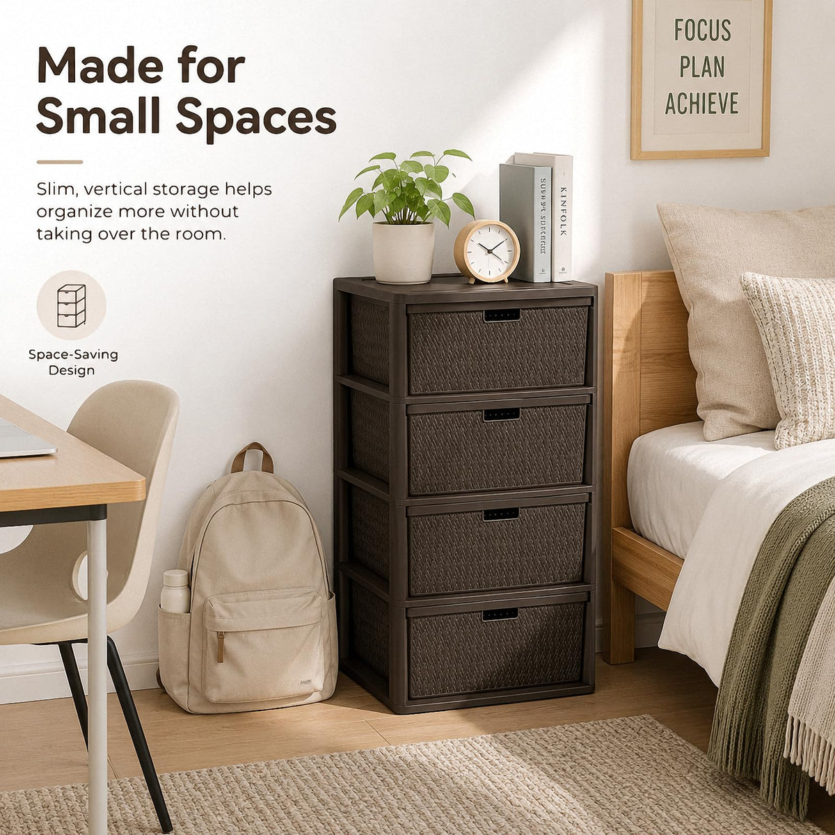4 Drawer Tower with Removable Bins U29743