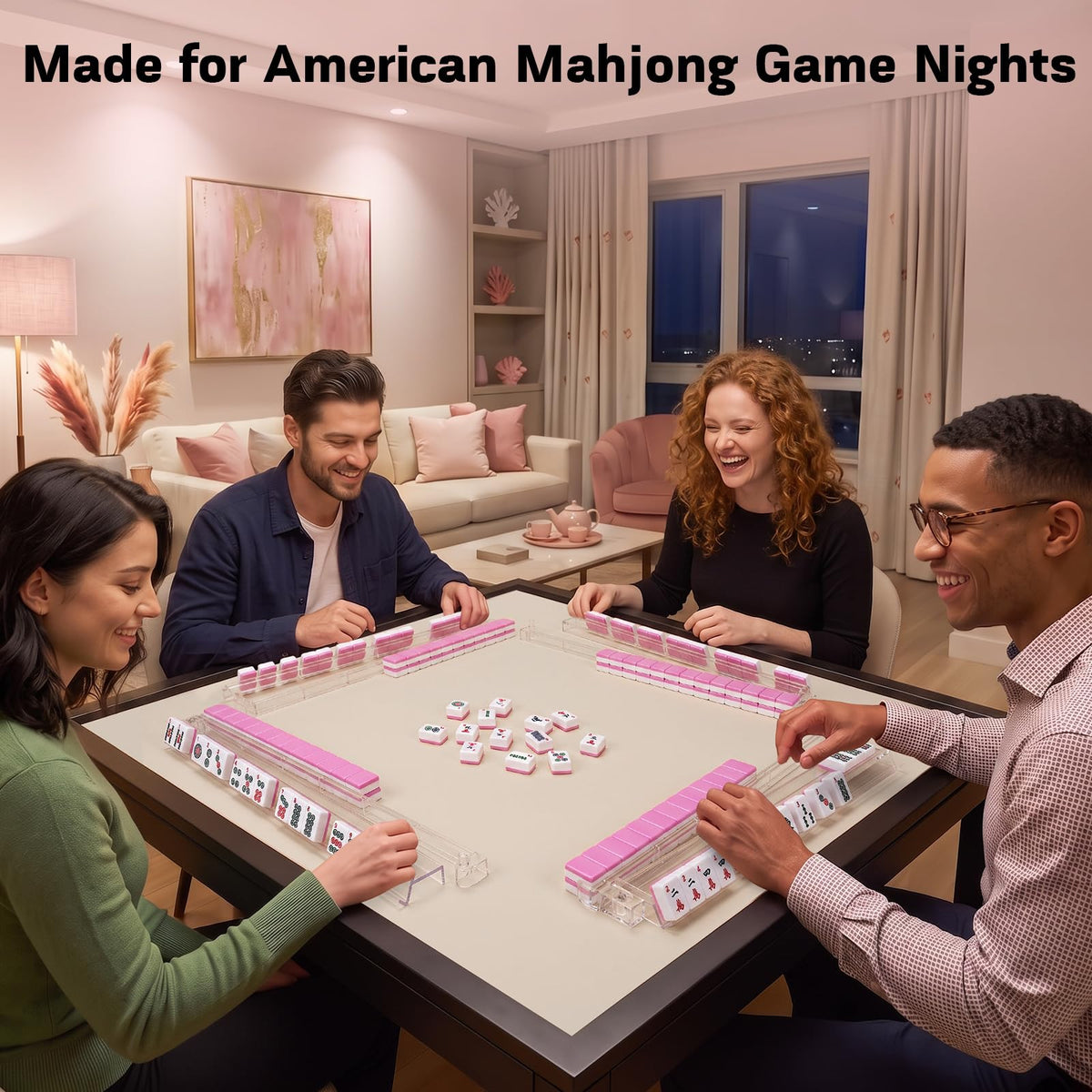 Clear Acrylic Mahjong Racks with Pushers Set of 4 V2154