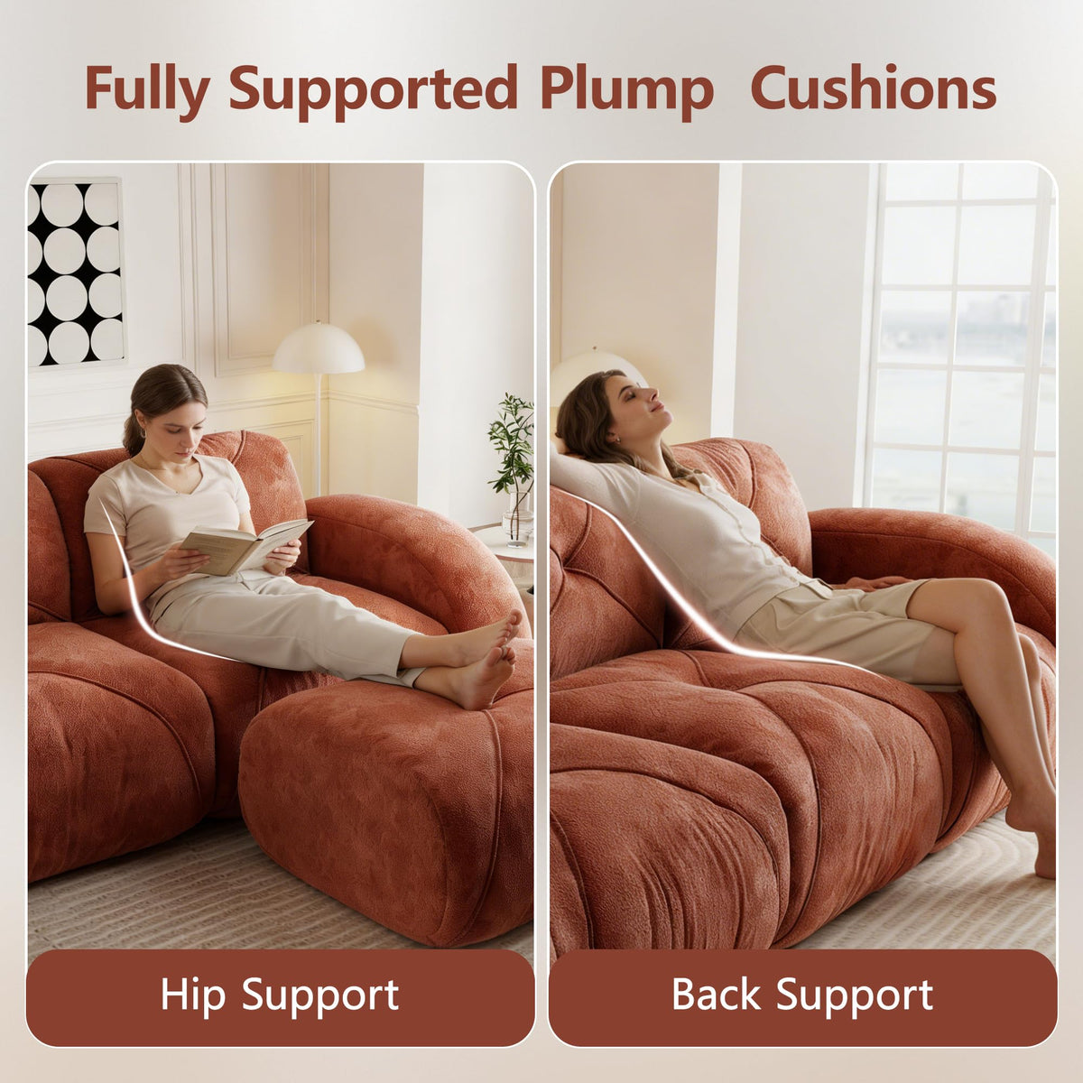 L-Shaped Velvet Sofa with Ottoman K749