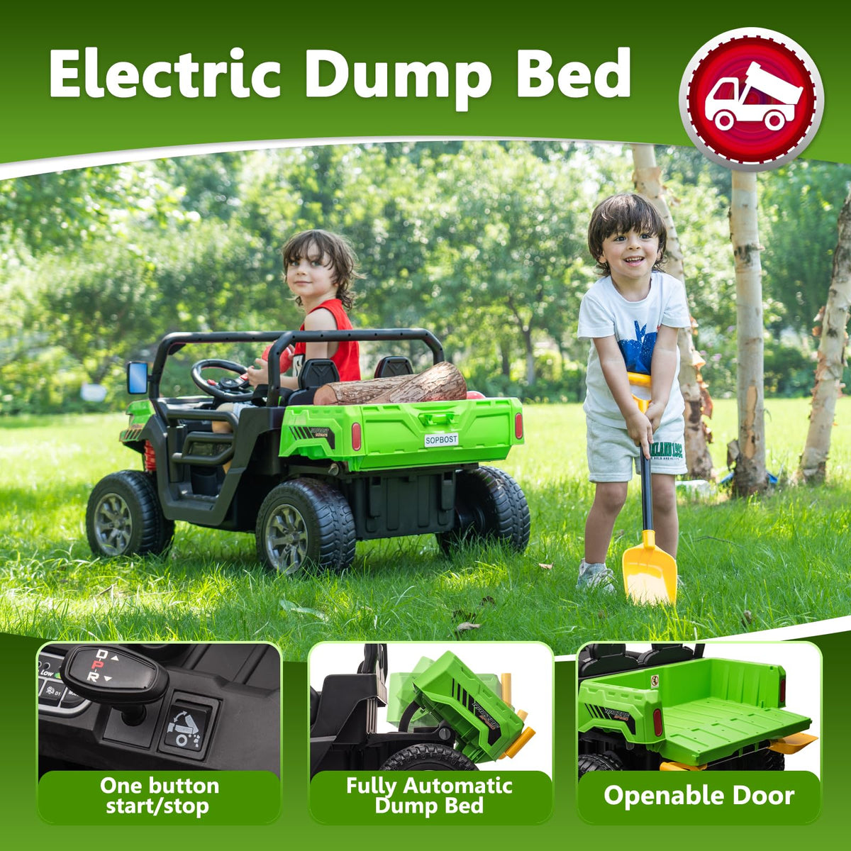 24V 2 Seater Electric Car with Dump Bed C889482