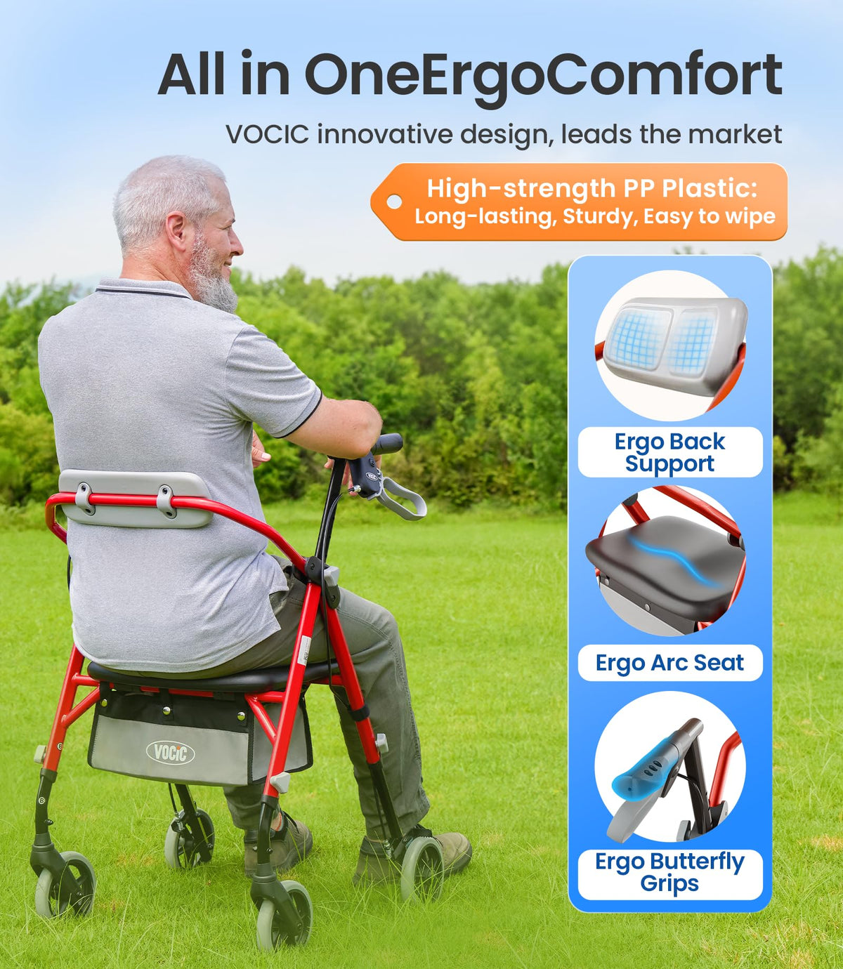 Foldable Rollator Walker with Seat M3875