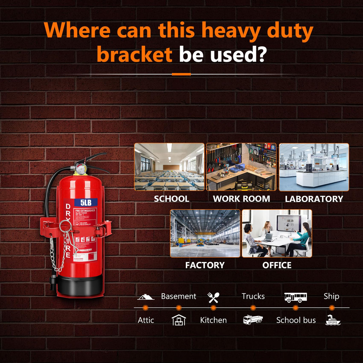Heavy Duty Fire Extinguisher Brackets & Mounts Steel Red V333