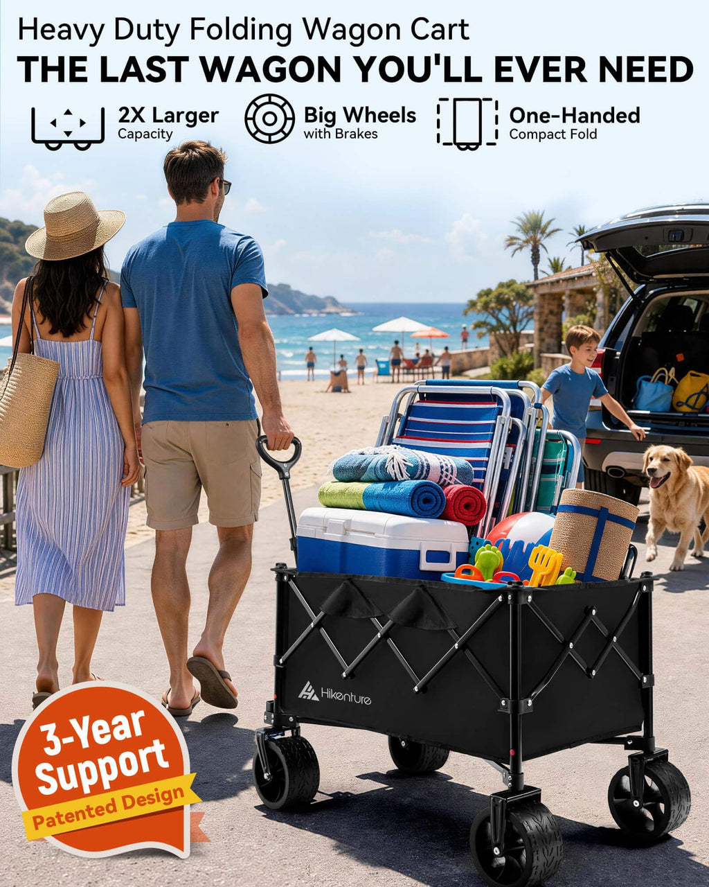 Foldable Beach Wagon with Big Wheels L507137