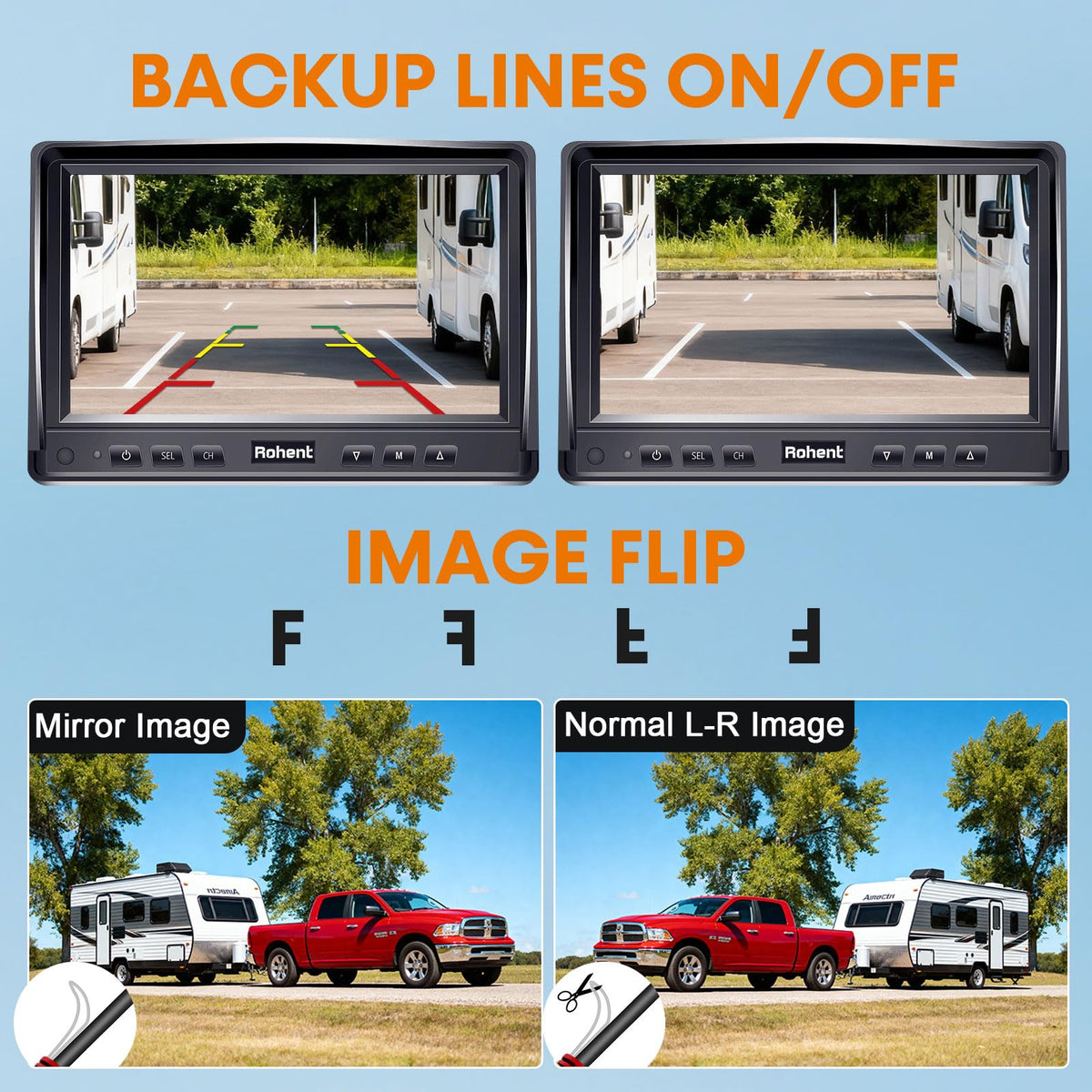 7" Split Screen Dual Backup Camera System Y2276
