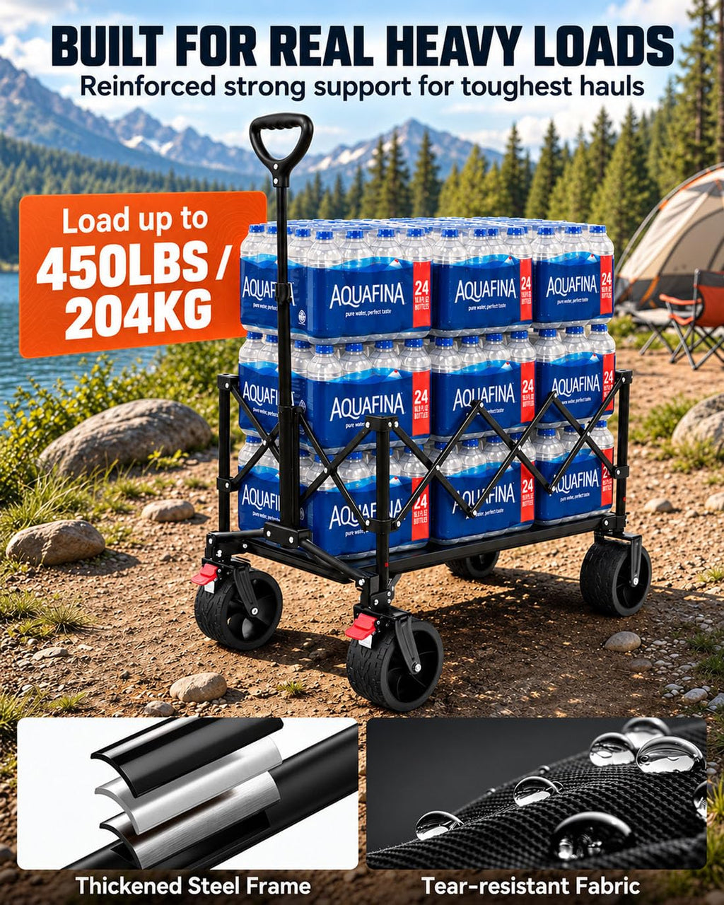 Foldable Beach Wagon with Big Wheels L507137