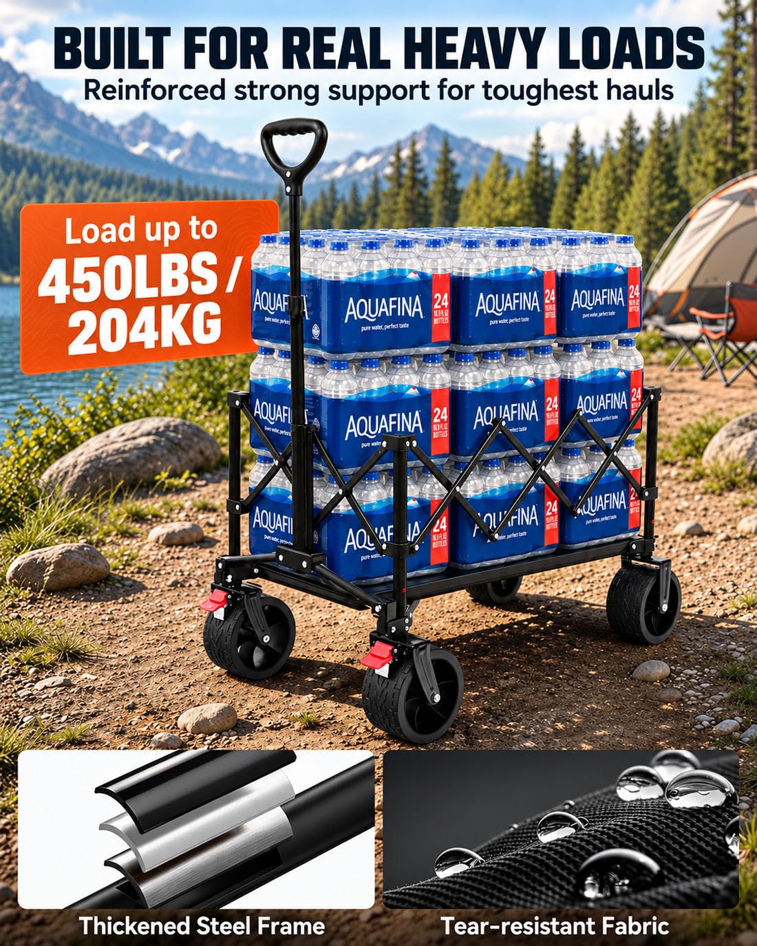 Foldable Beach Wagon with Big Wheels L507137