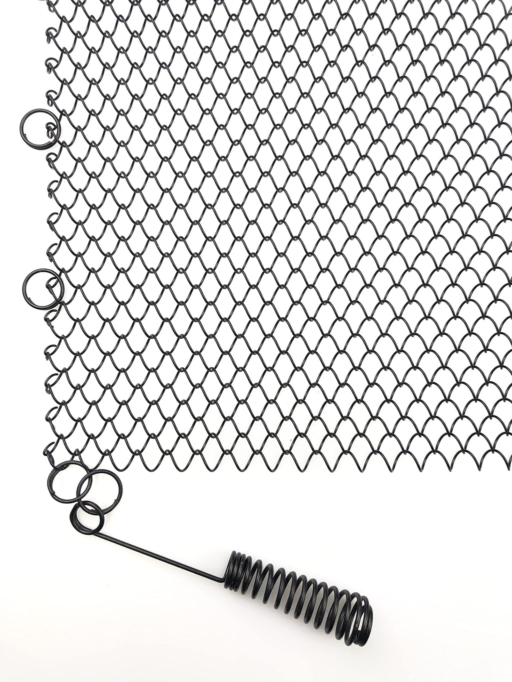 Black Fireplace Mesh Screen Curtain, Two Panels U8079