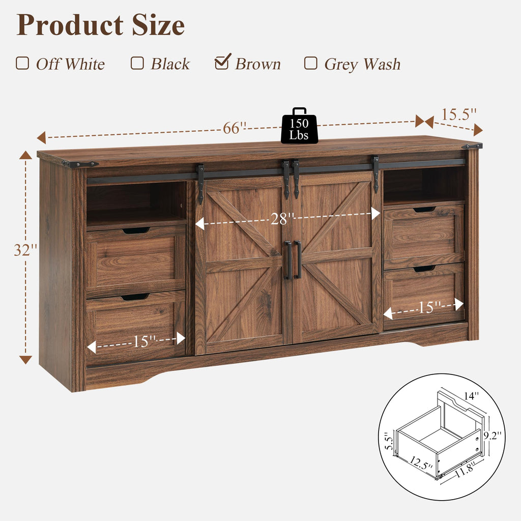 66" TV Stand with 4 Drawers D585