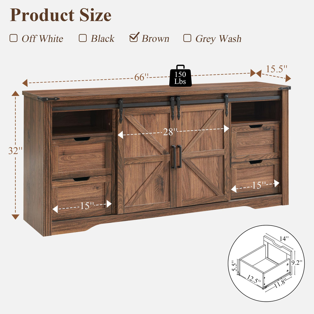 66" TV Stand with 4 Drawers D585