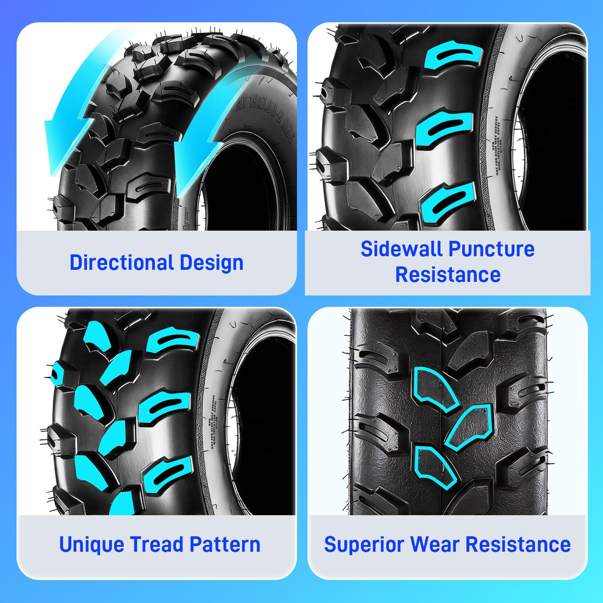 19x7-8 ATV Tires 6PR All-Terrain Tubeless Pack of 2 G562219