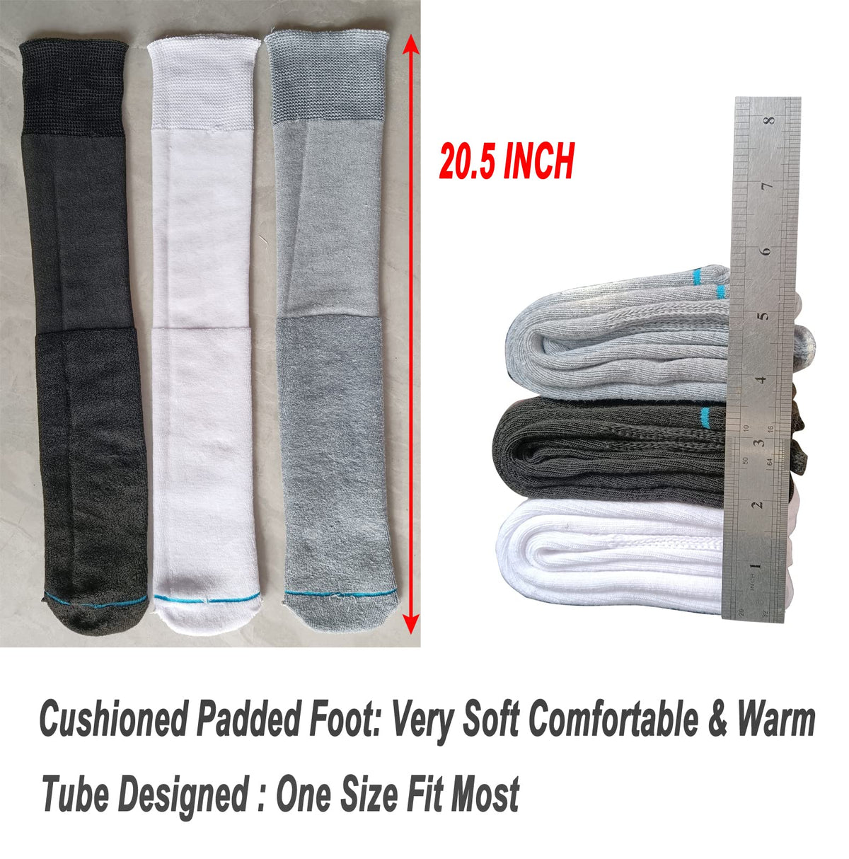 White 2 Pairs Medical Tube Socks Y8166