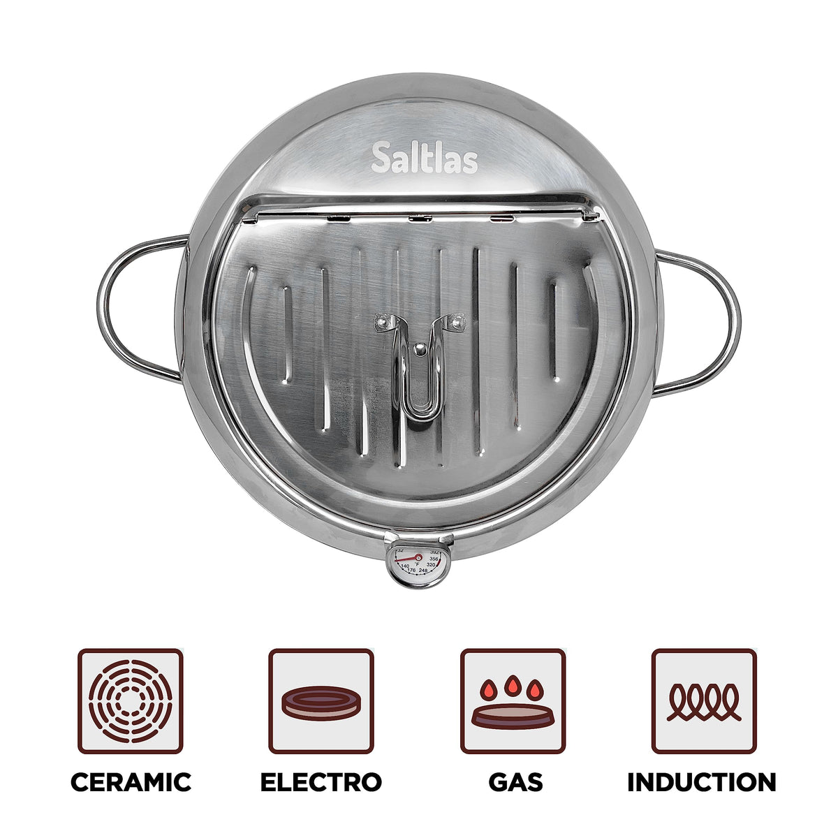 Deep Fryer Pot with Lid, 304 Stainless Steel D986