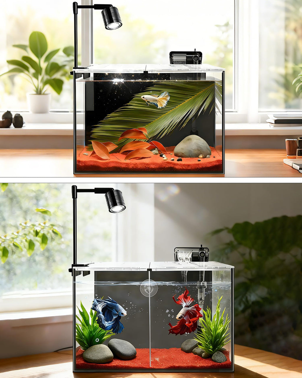 3 Gallon Ultra-Clear Glass Fish Tank with Filter and Led Light X538