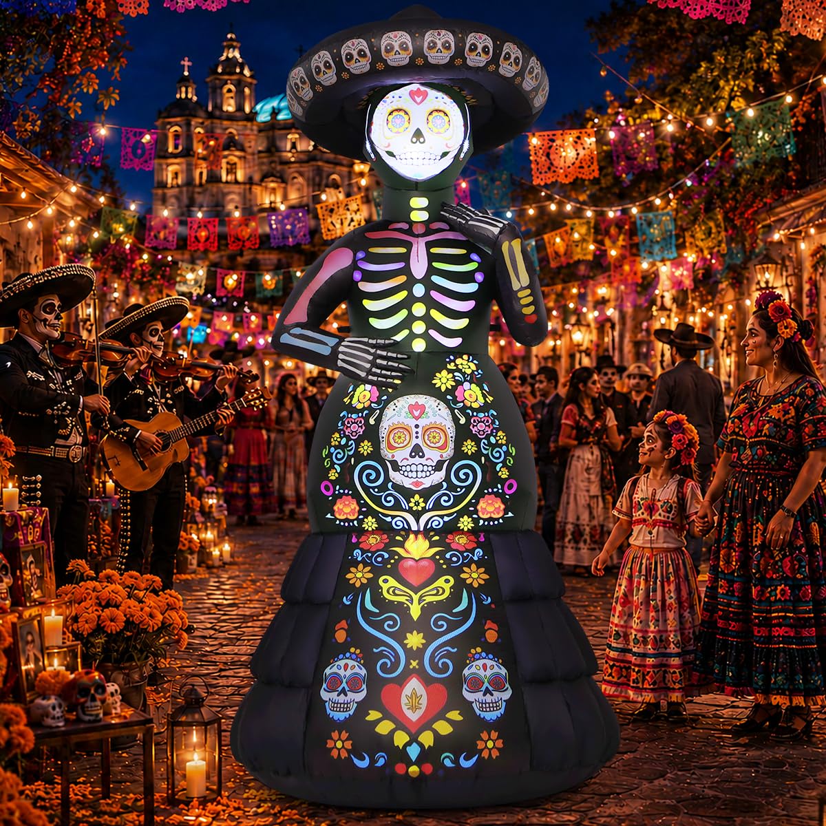 7.2FT Halloween Inflatable Ghost Bride with LED Lights F409893