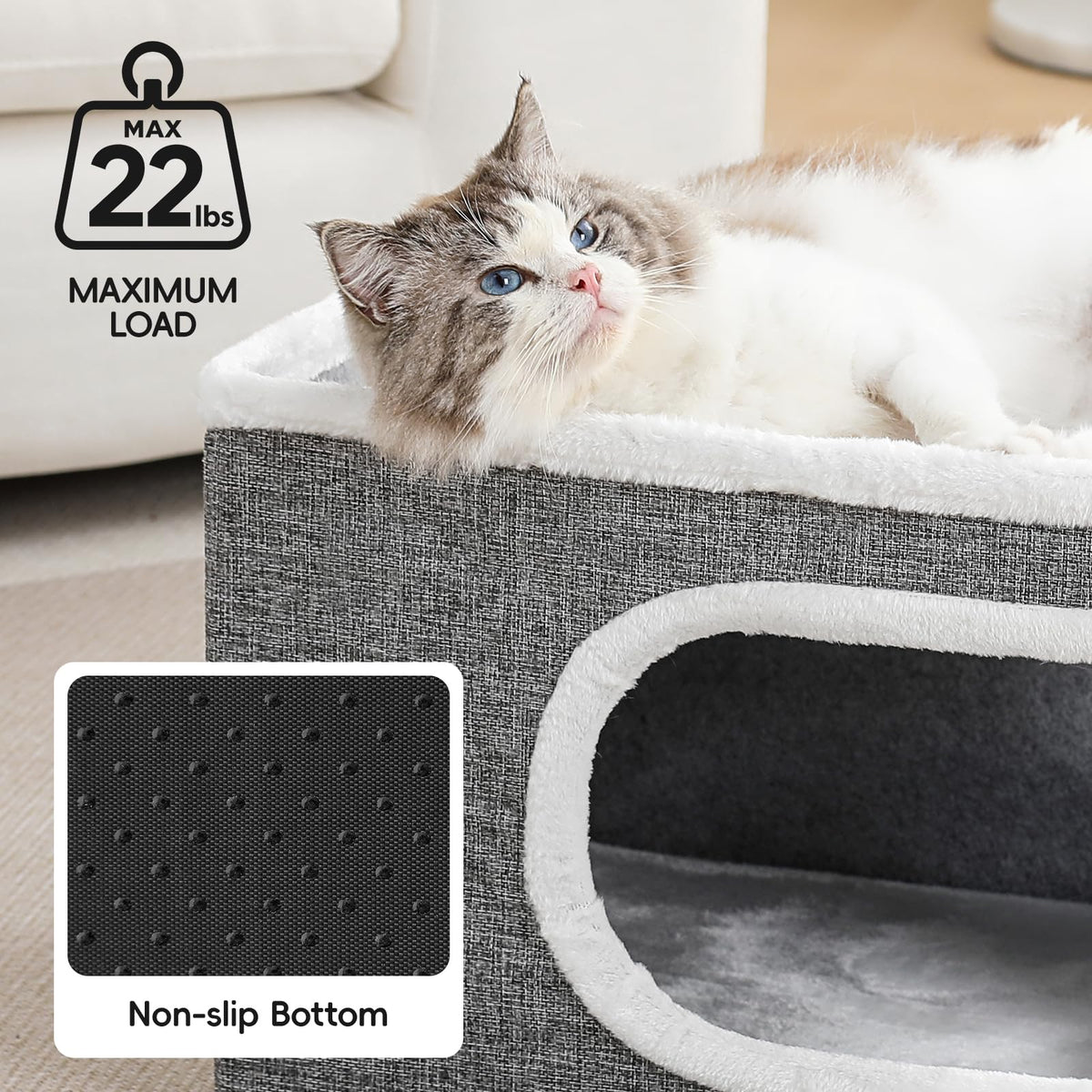 Large Covered Cat Bed Cave, Grey, 16in P289880