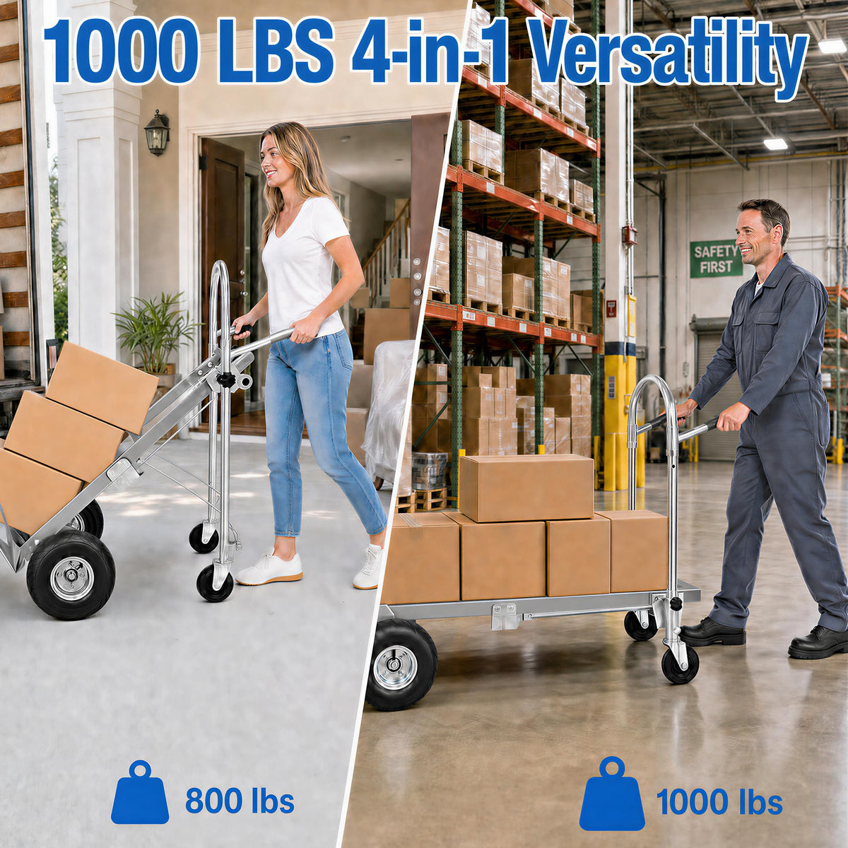 4 in 1 Stainless Steel Folding Hand Truck Dolly E391