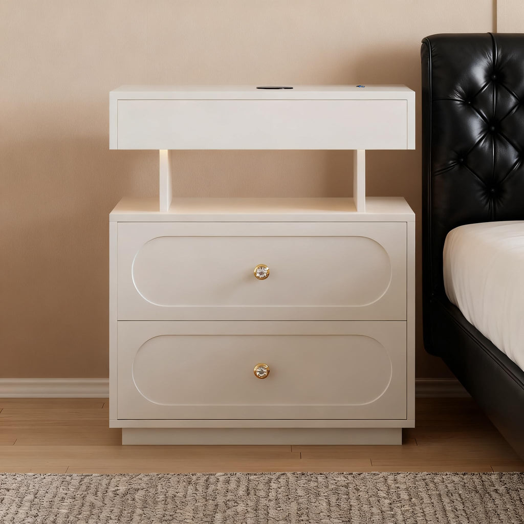 3-Drawer LED Nightstand with Light C8859