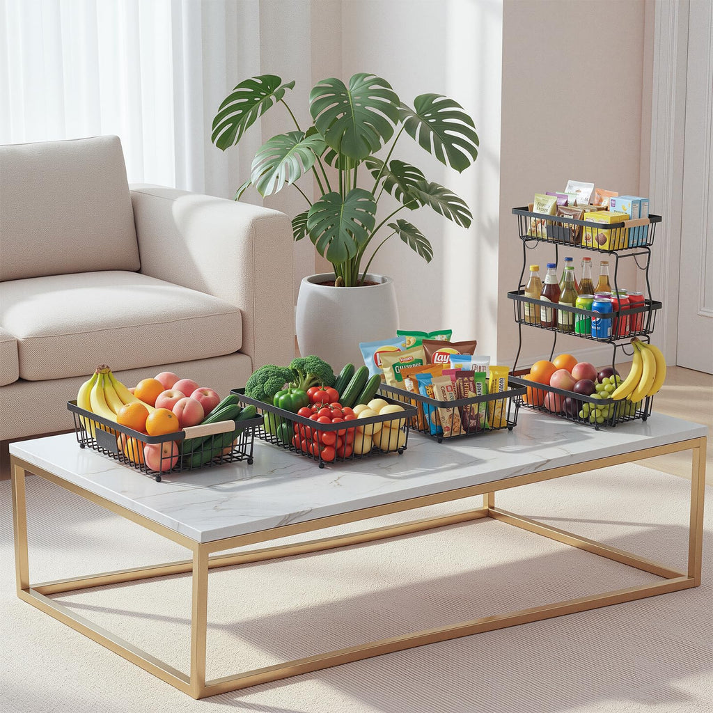 3 Tier Black Mesh Fruit Basket with 2 Banana Hangers G1700