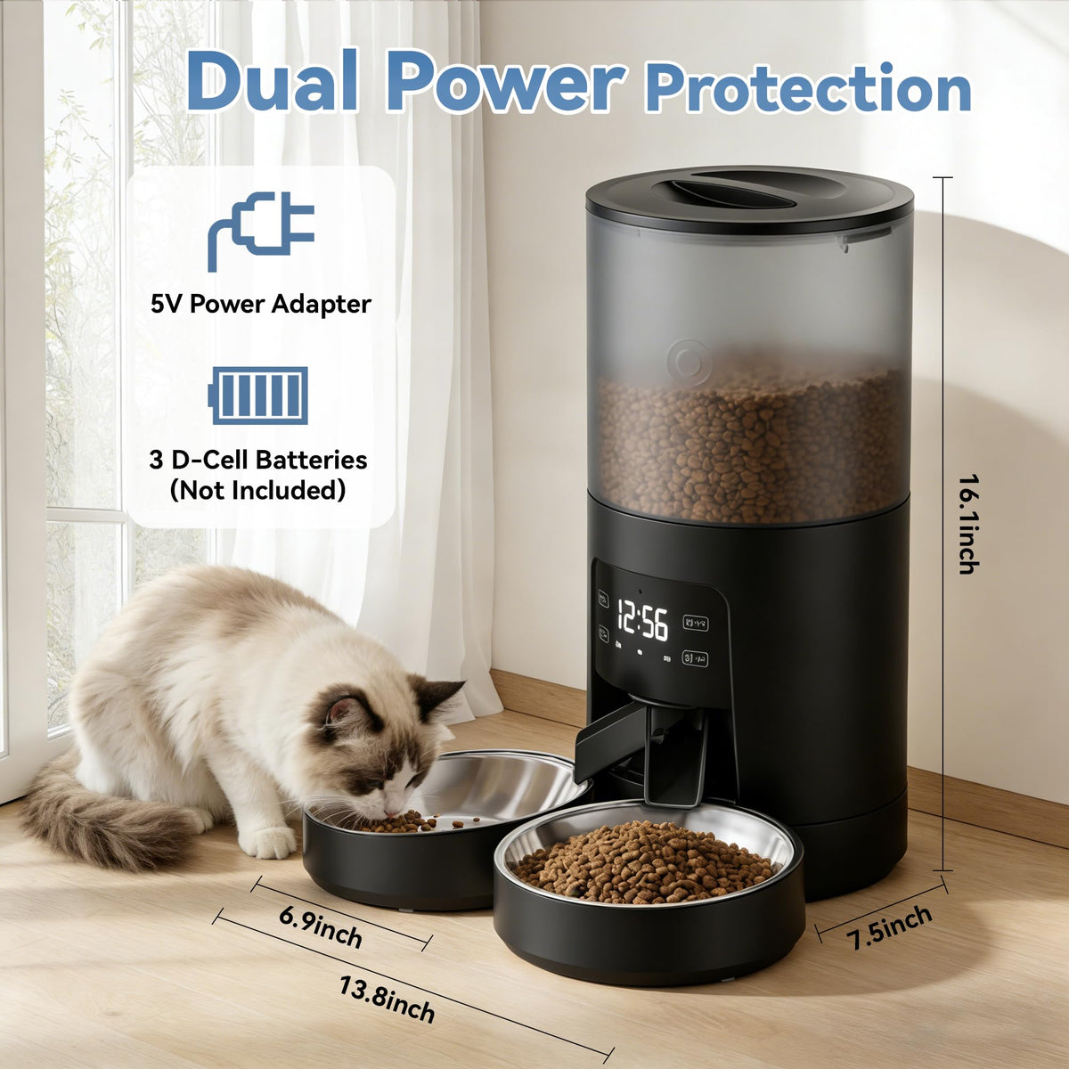 Automatic Cat Feeder 6L Black Y9531